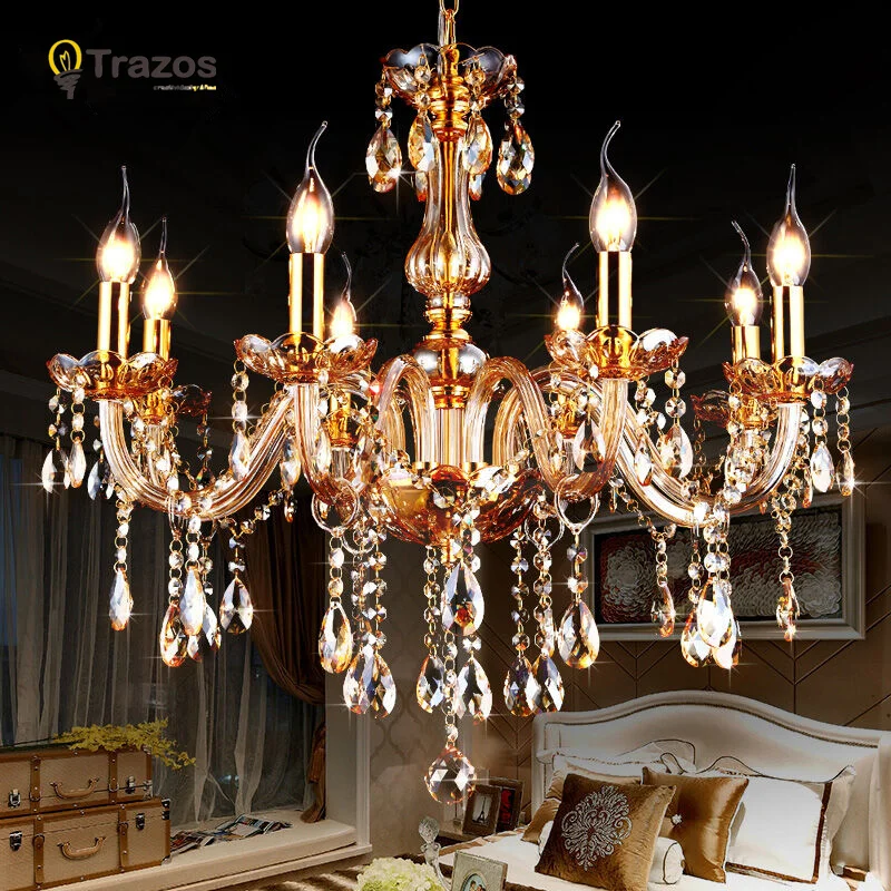 Candelabro de techo de cristal para el hogar, lámpara LED para decoración interior del hogar, dormitorio, sala de estar y comedor