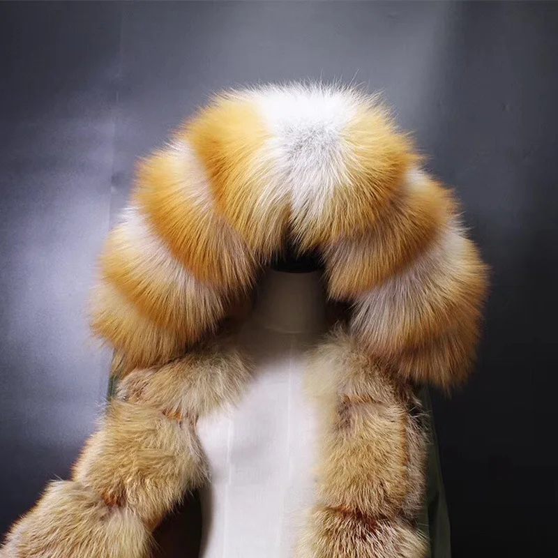 Натуральный цвет воротник из меха енота лисы Красной натурального большой