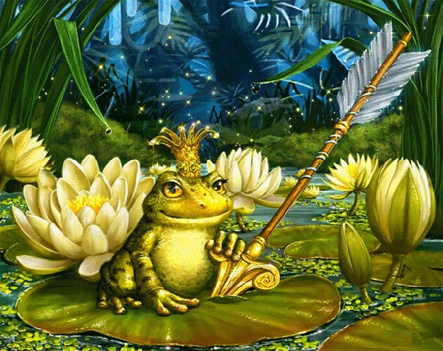 

5D Diy Full Diamond Painting Frog prince Pictures Cross Stitch kits Diamond Embroidery Crystals round Diamond Mosaic Landscape