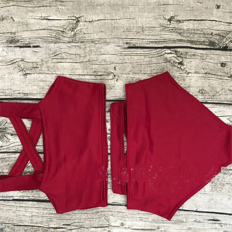 Женский купальник с завышенной талией комплект бикини завязками купальный