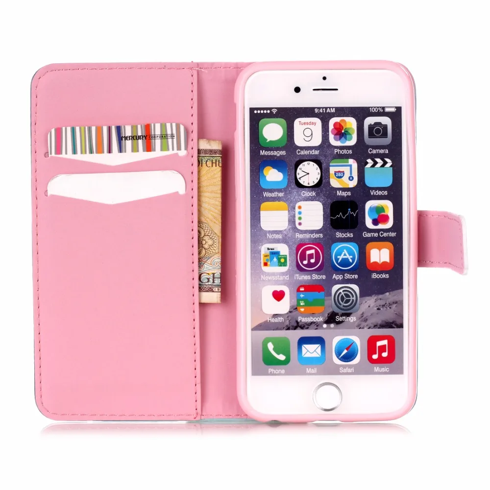 3D рельеф флип чехол для Coque iPhone 6 S Plus кожаный бумажник силиконовый телефона iphone 5 5C