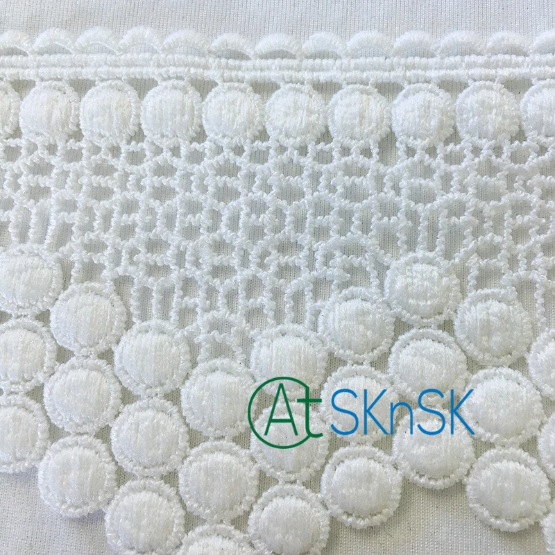 5Yards/Lot Mesh Lace Ribbons White Dot Pompon Water Soluble Fabri Stripes 7 cm Wide for DIY Clothing Accessories Embroidery | Дом и сад