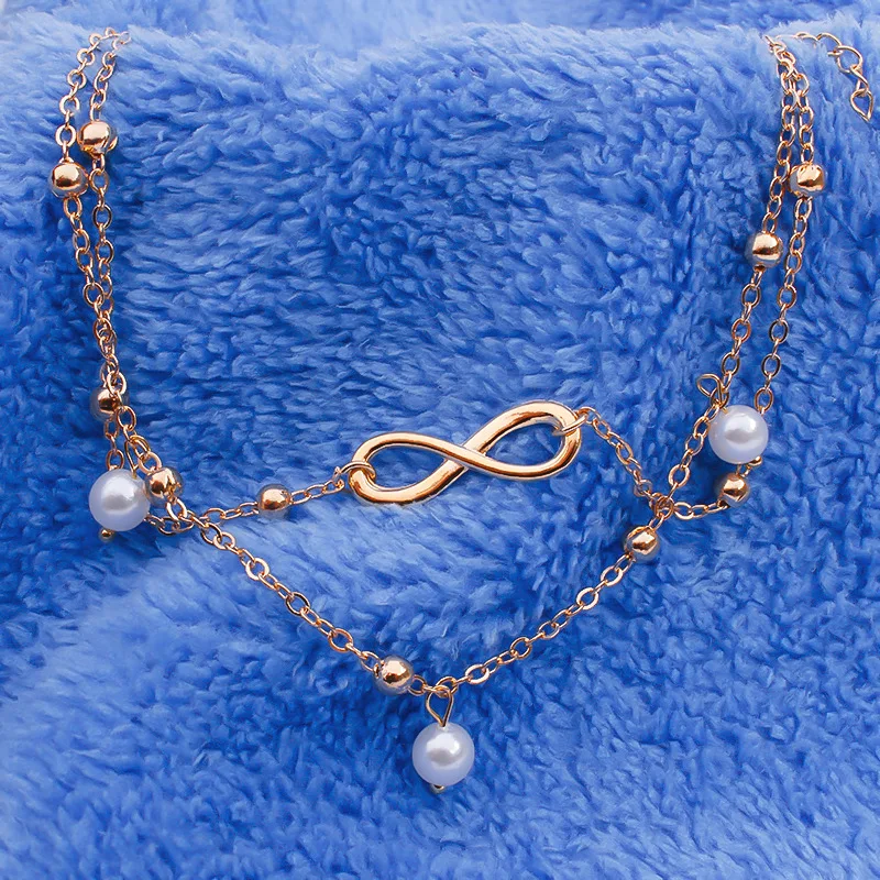 Bohemia Style Gold/Silver Color Layered Chain Infinity Charm Anklets For Women Ankle Bracelet on the Foot halhal enkelbandje | Украшения и