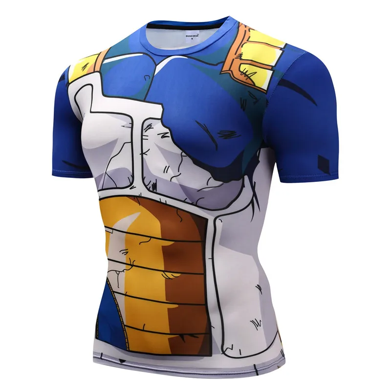 Футболка Dragon Ball Z, мужские компрессионные футболки, аниме, футболка с коротким рукавом, топы для фитнеса, Vegeta Goku, крутые Забавные футболки для фитнеса