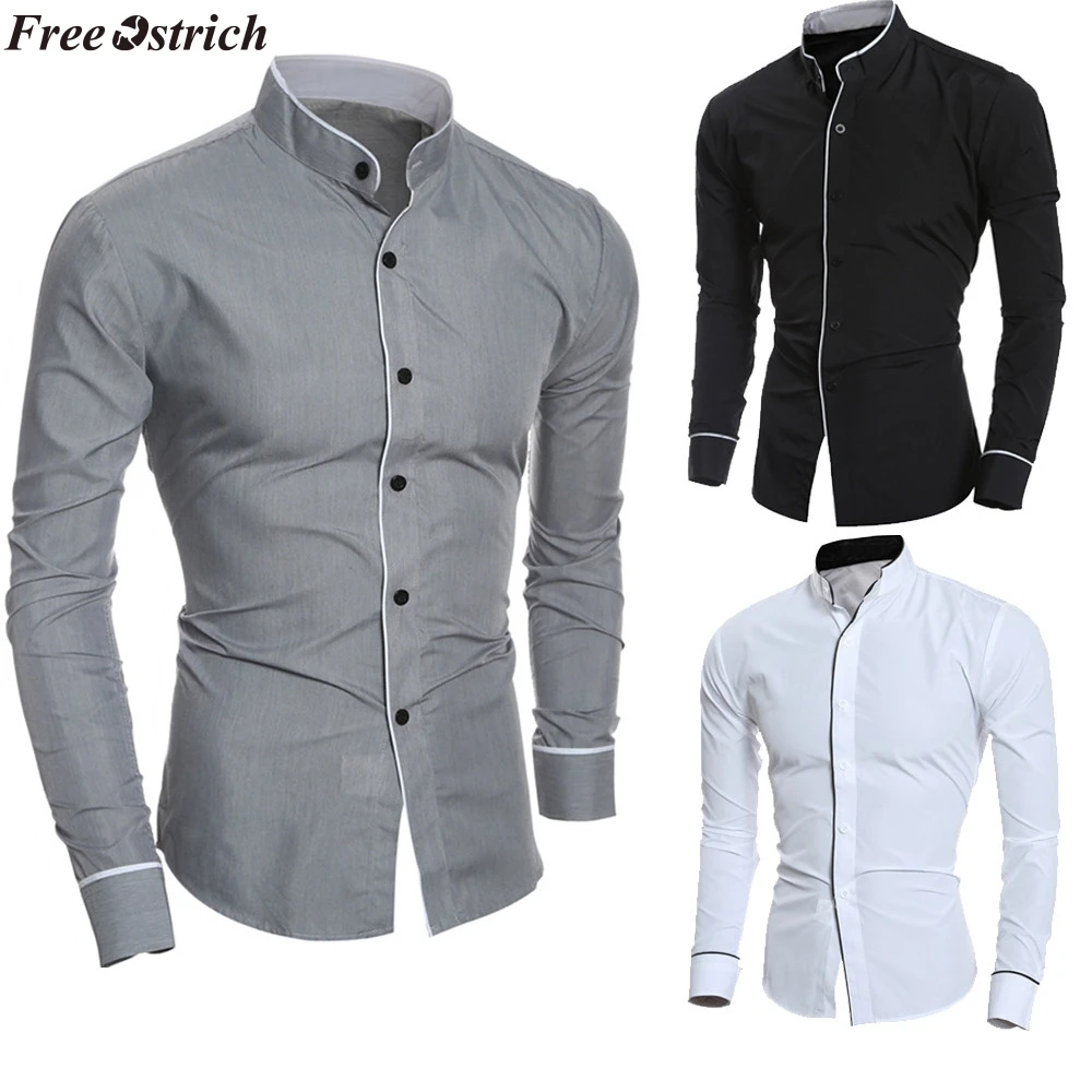 Бесплатная страуса Для мужчин рубашка 2019 новые летние модные стенд твердого Цвет