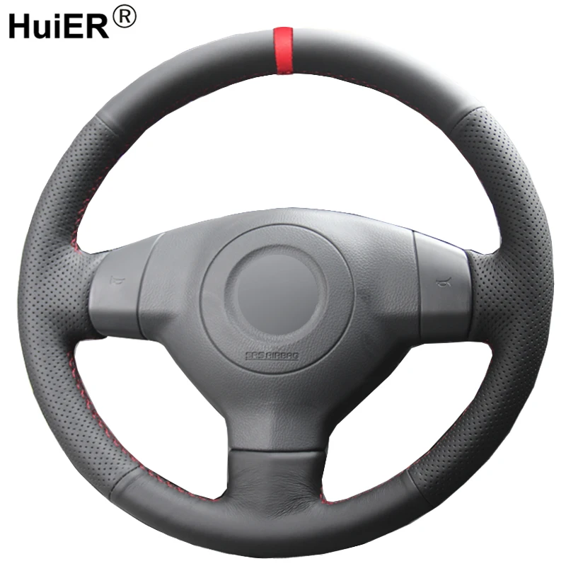 

HuiER Hand Sewing Car Steering Wheel Cover Red Marker For Suzuki SX4 Alto Old Swift Opel Agila Steering-wheel Auto Accessorie