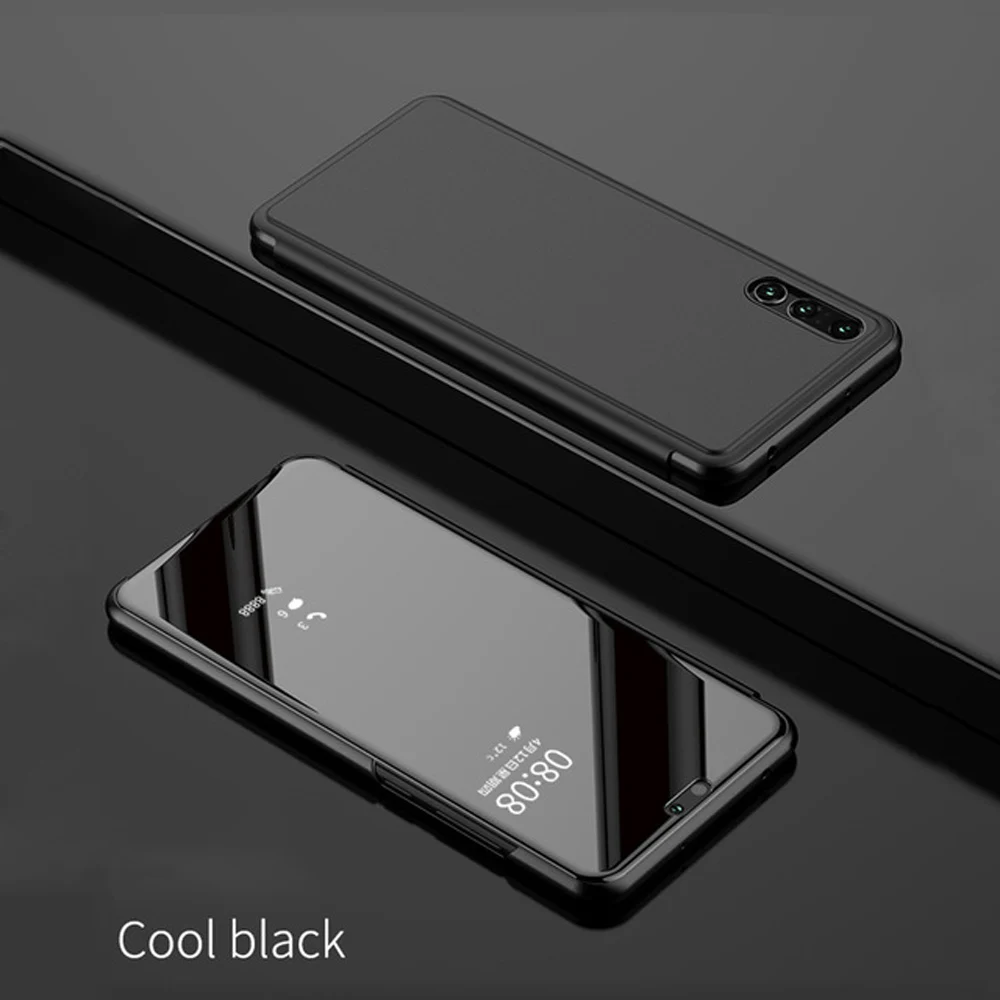 Black OTAO умный зеркальный флип-чехол для телефона для samsung Galaxy S10E S9 S8 S10 плюс S7 край пленка для экрана с четким изображением A3 A5 A7 J3 J5 J7 A6 A8 чехол s - Цвет: Black