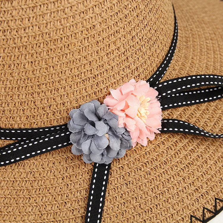 

PEIZHEN002 New Summer Straw Hats Sun Cap Women's Casual Beach Party hat Bowknot Flower Bucket Hats For holiday