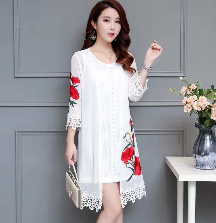 Новинка весна и осень 2020 женский европейский вышитый цветок кружева длинный