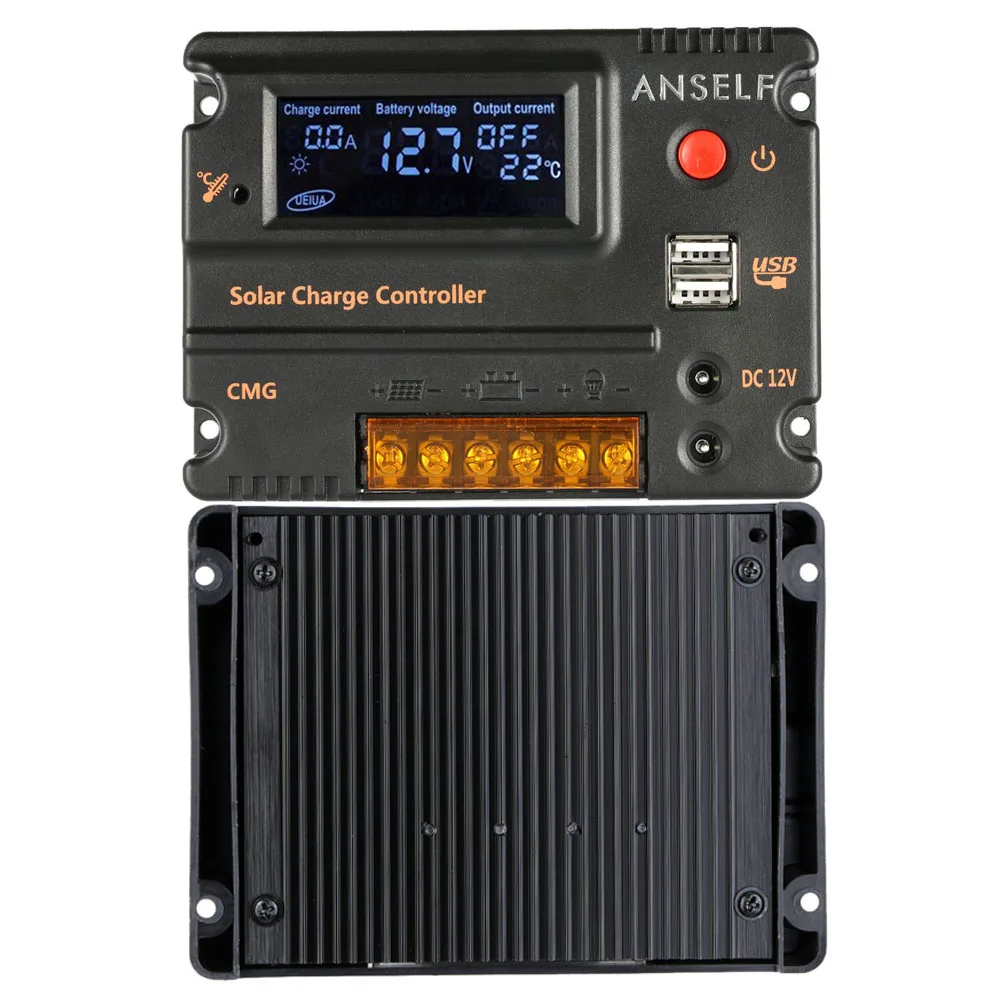 10A 20A 12V 24V ЖК-дисплей за максимальной точкой мощности, Солнечный контроллер заряда Панель Батарея Регулятор автоматического переключения защита от перегрузки Температура компенсация