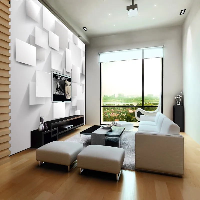 Рельефные кубические абстрактные фото обои 3D Фреска для пользовательских белый