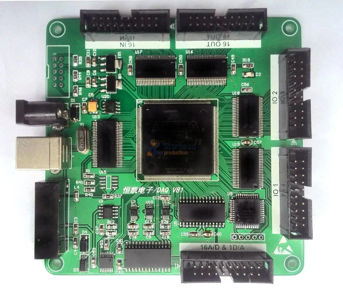 USB DAQ 16SE/8diff 16 bit 500Ksps высокоскоростной 16AD 1DA 4PWM счетчик 64 цифровой I/O Модуль с