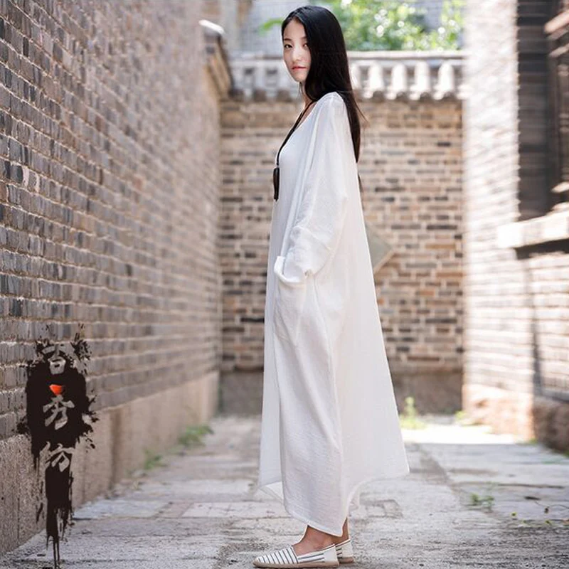 2016 летнее платье женское однотонное льняное с расширенной подошвой большие