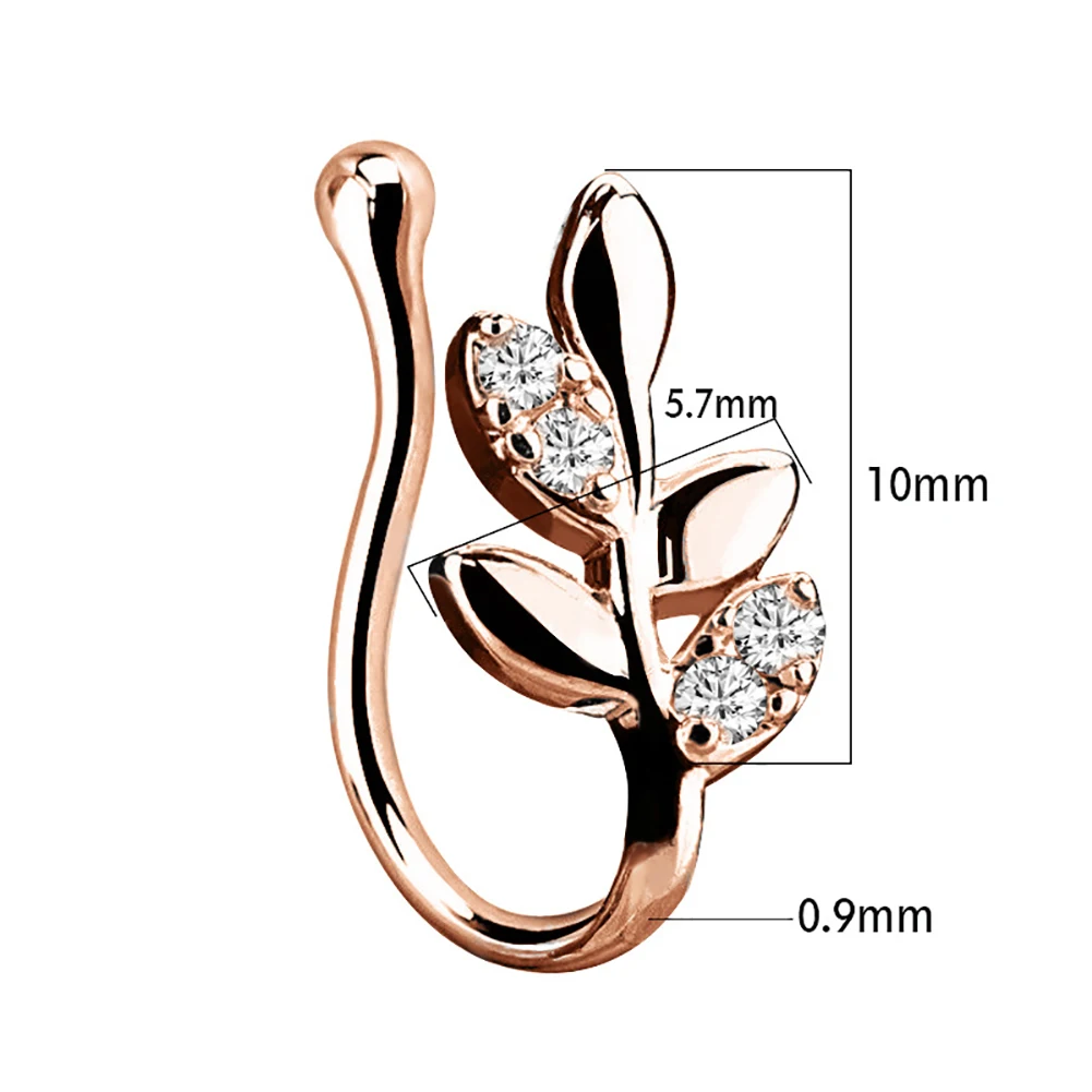 1 шт. Нос Кольца листья дизайн кольцо в ухо серьги Регулируемый циркон зажим для