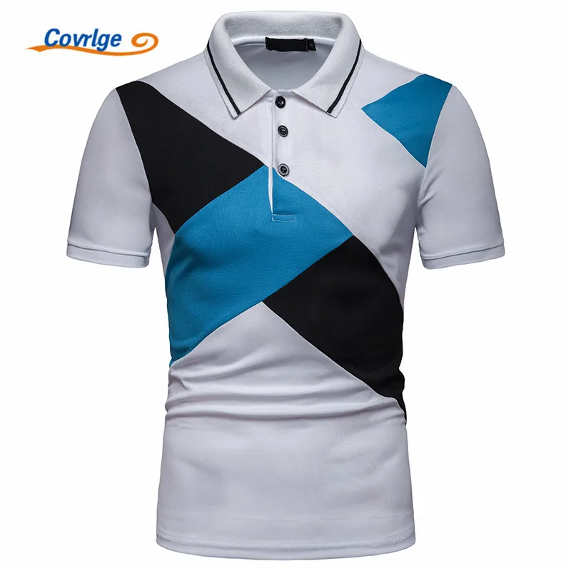 Covrlge мужские летние модные Лоскутные рубашки поло Camisa высокое качество с