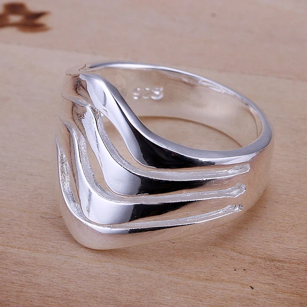 R123 Top Quality Silver Plated &amp Stamped 925 Water of wave wide Ring for Women Men Gift Jewelry Finger | Украшения и