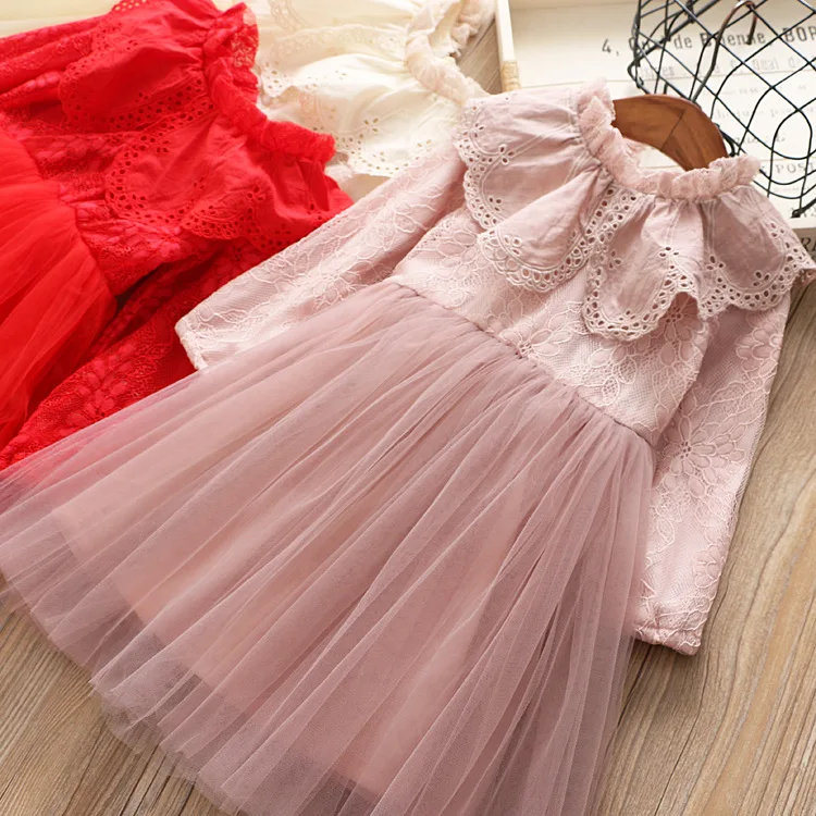 Милое Кружевное платье-пачка принцессы с оборками и вырезом для девочек платье