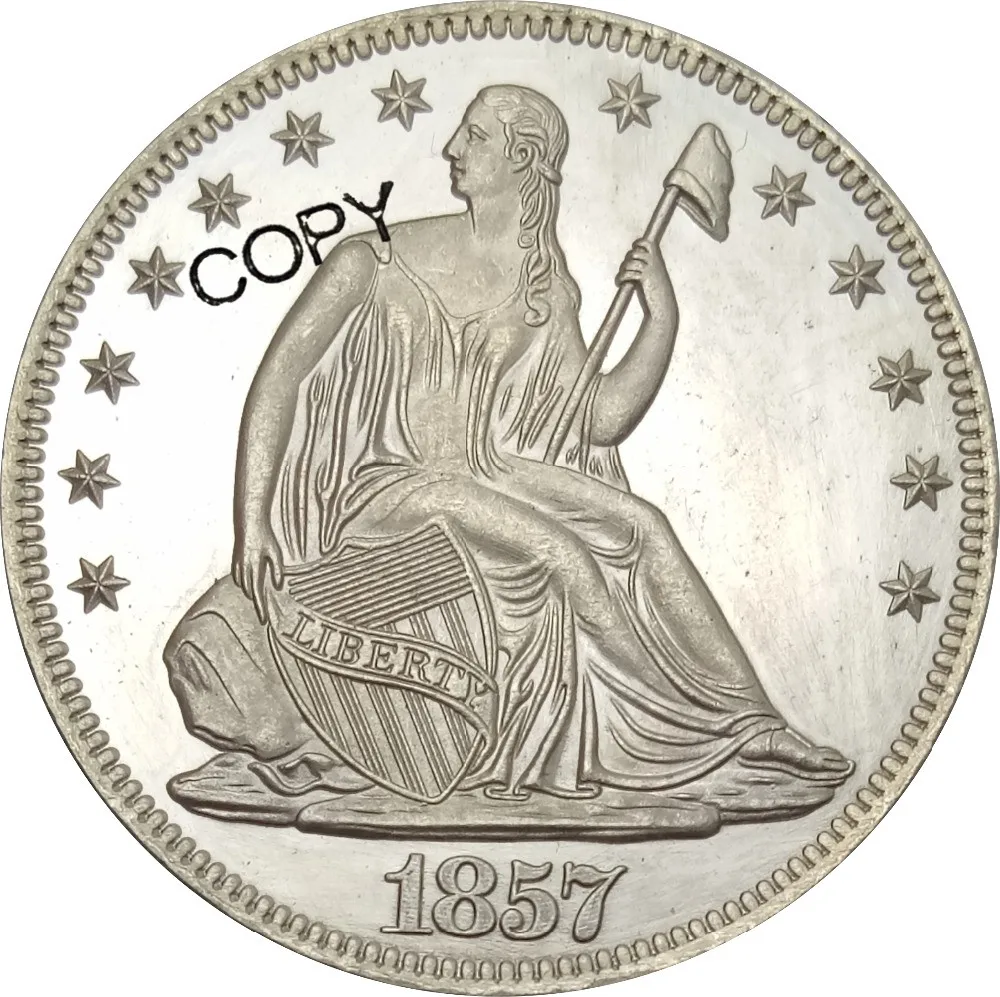 Соединенные Штаты свобода сидение половина доллара 1857 нет девиз над орлом
