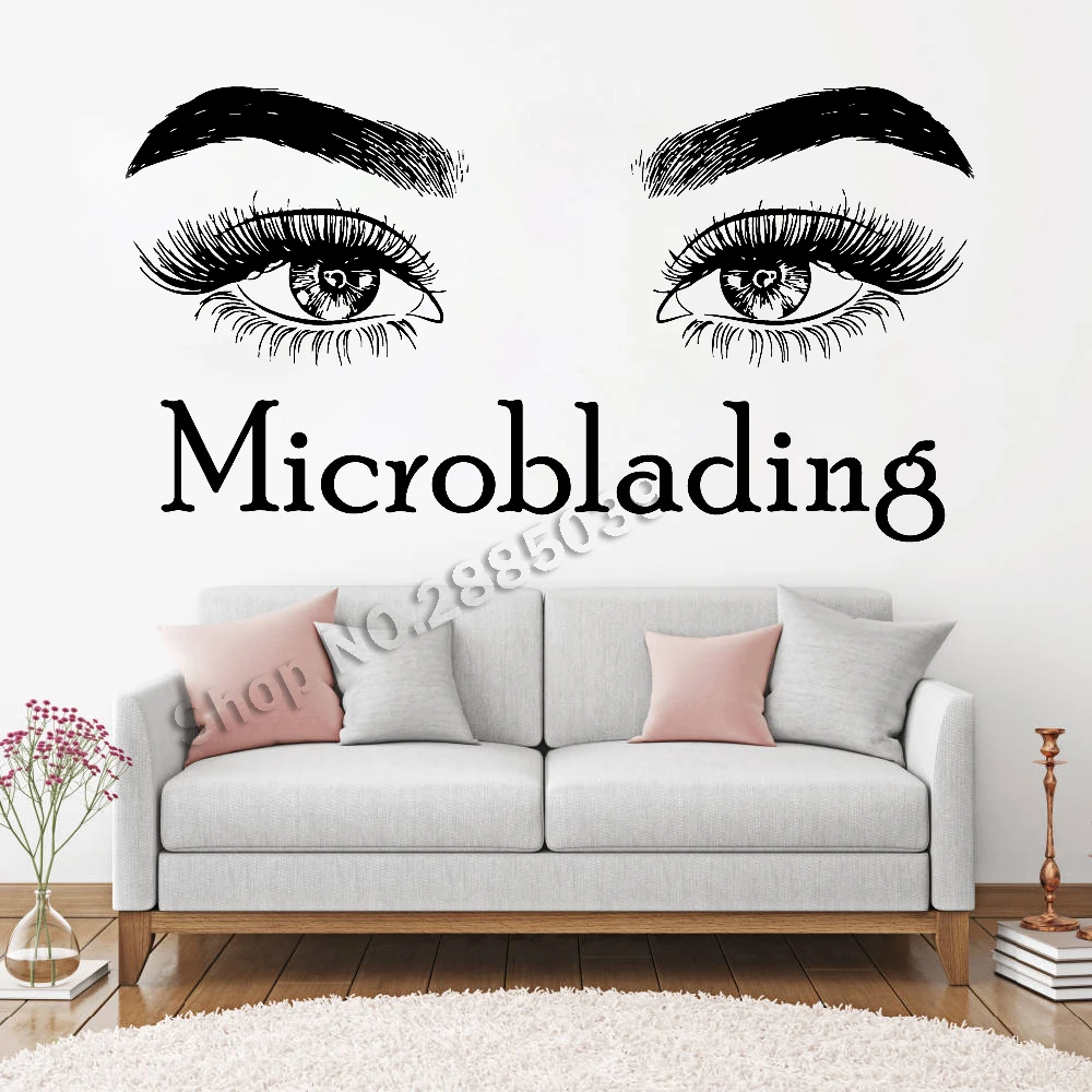 Новый дизайн большие глаза ресницы макияж цитата настенные наклейки декор для