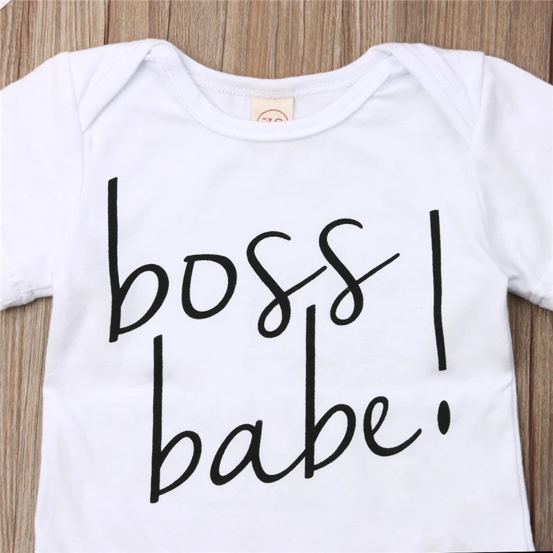 Boss Babe/милые летние хлопковые комплекты с принтом в виде буквы для девочек топы