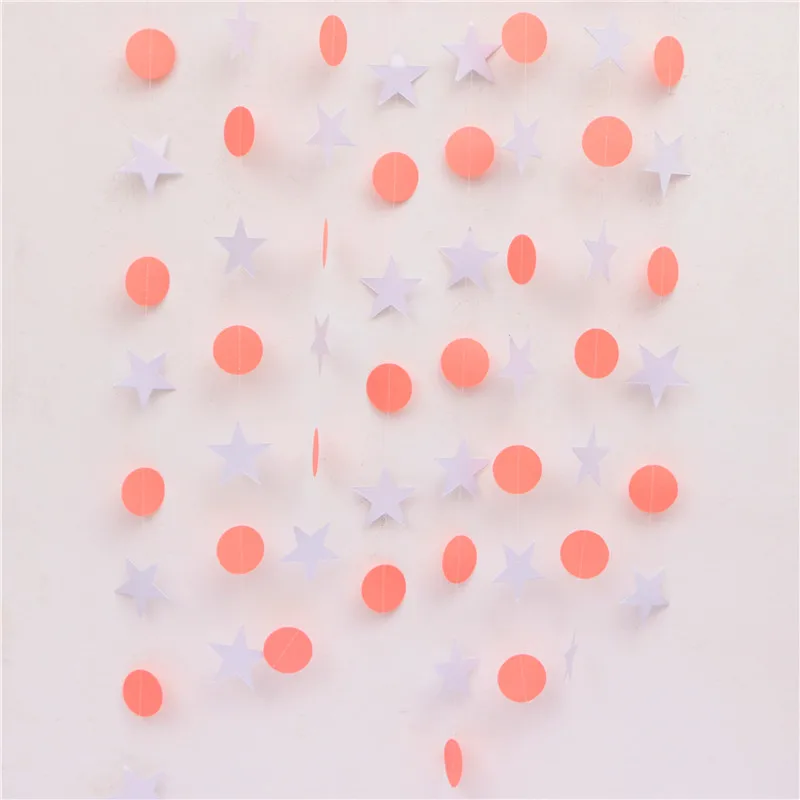 pink white 22 шт./лот 2 м Роза блестящая золотая звезда круглая облачная бумага Гирлянда баннер на день рождения Свадебная вечеринка украшения Подарочные принадлежности - Цвет: pink white