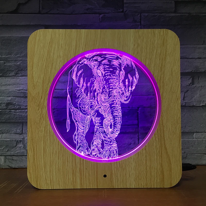 Светодиодный ночсветильник из АБС-пластика в виде слона животного 3D