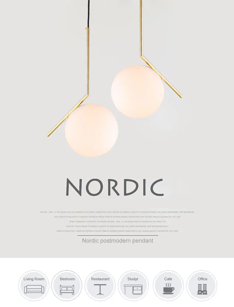 Homhi круглый стеклянный шар подвесной светильник led decoracao кухонный светильник скандинавский дом деко спальня Лофт светильник Золотая комнатная Подвесная лампа