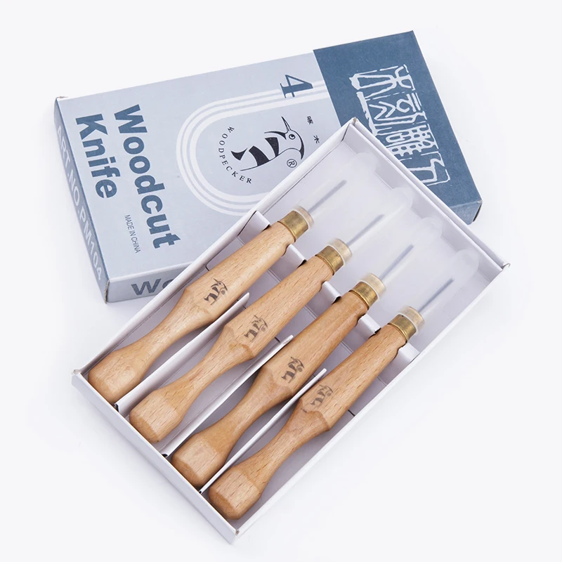 4 шт./компл. ксилография Ножи деревянной ручкой принты серьезнее высокое качество