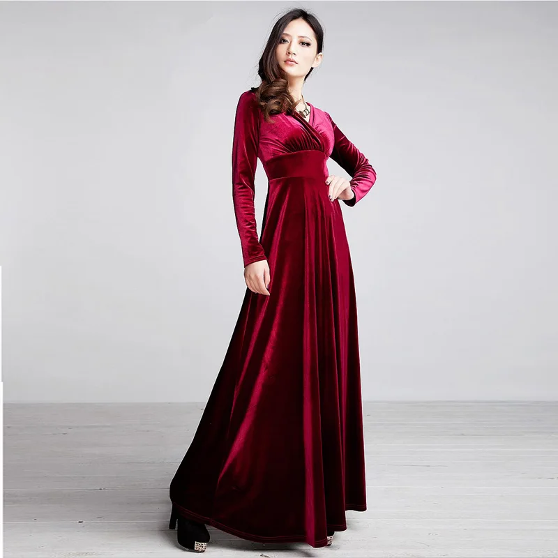 Новинка 2017 года осень зима плюс Размеры S ~ 2XL Для женщин бархат Платья для с