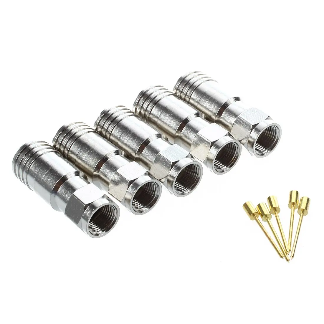 Фото 5 серебристого цвета обжимной разъем типа F для кабеля RG11 Ztpqv crimp connector connector crimpcable 5 серебристого цвета обжимной разъем типа F для кабеля RG11 Ztpqv crimp connector connector crimpcable