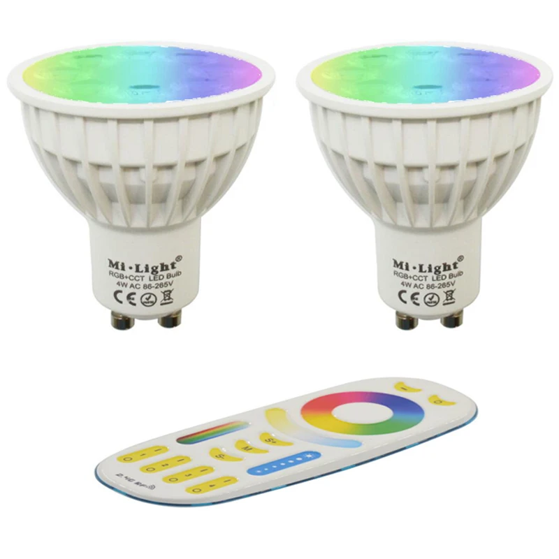 Mi Light GU10 MR16 4 Вт RGB + CCT (CW WW) Светодиодная лампа AC85V-265V 2 4G RF Wifi Пульт дистанционного