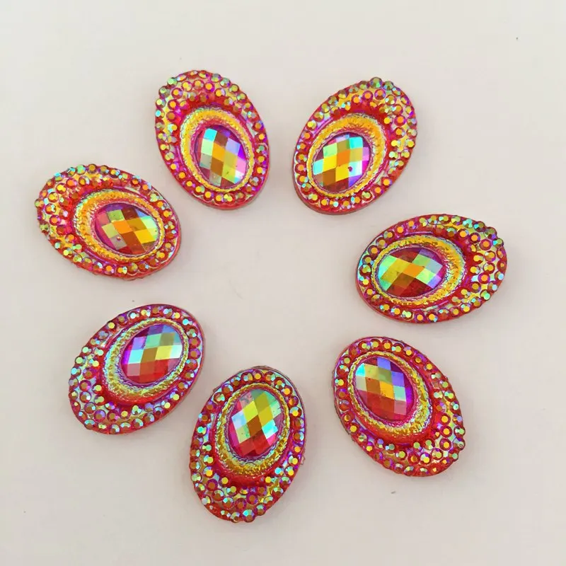AB Смола Павлин овальной плоской задней части Стразы Аппликации/свадьба DIY Craft 40