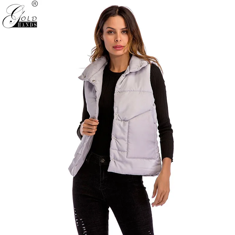 Золотые руки зимний женский элегантный жилет теплый однотонный Повседневный на