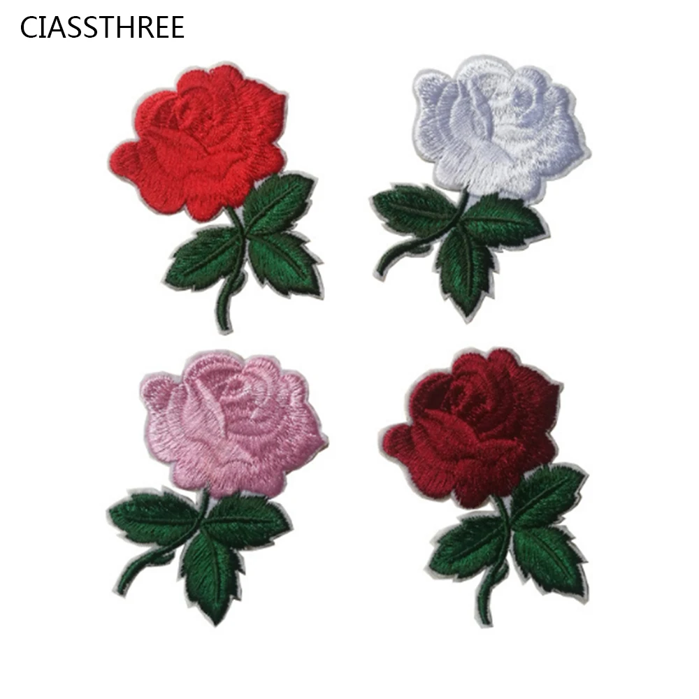 1 шт. милые красочные и с аппликацией в виде Розы нашивка цветы вышитые шить на