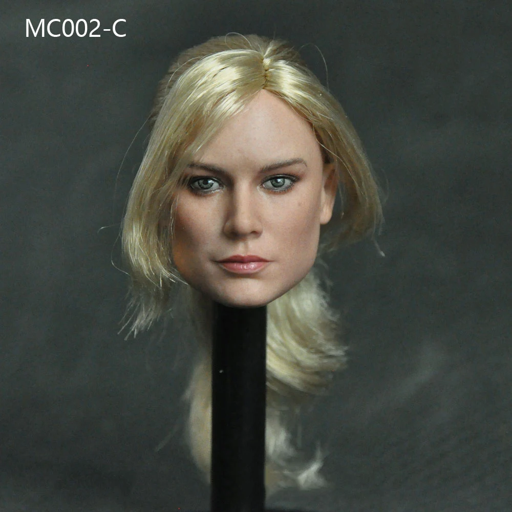 В наличии 1/6 MC002 Brie Larson женская голова лепить с желтым Pigtail для 12 &quotфигурки тела