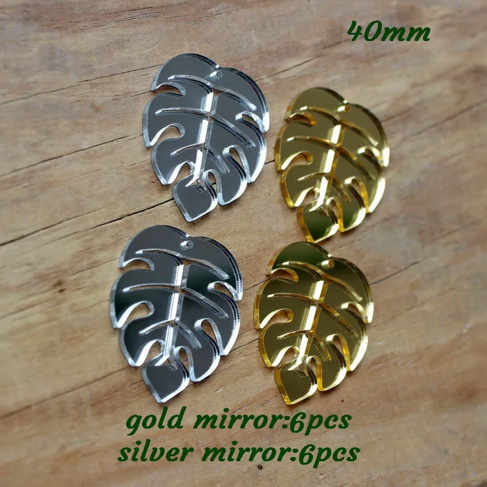 mirror set-12pcs 12 шт./лот) 40 мм монстера серьги акриловые Висячие Серьги Подвески лазерные серьги с вырезом 1,"-AC1464 - Окраска металла: mirror set-12pcs