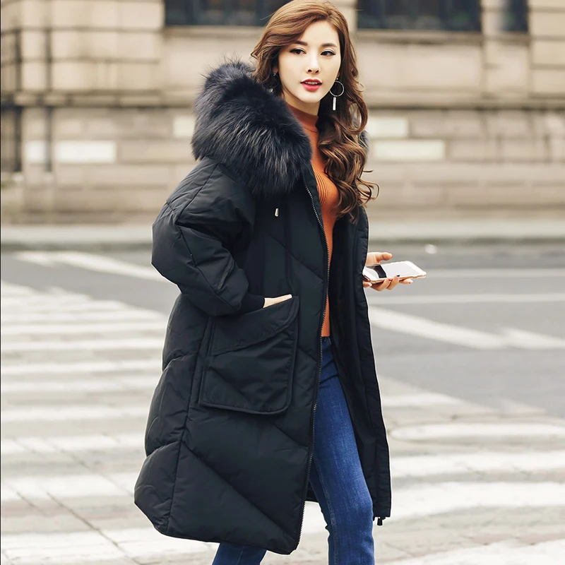 Большой натуральный мех енота меховой воротник 2018 модная зимняя куртка Для