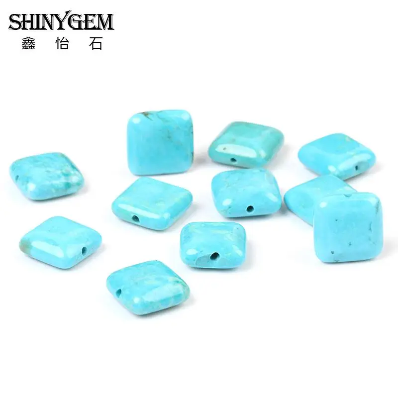 ShinyGem 12 мм натуральный квадратный бирюзовый камень Бусины горячая распродажа
