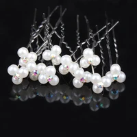 20 pcs new women white flower silver plated wedding prom party bridal hair pins hair accessory hair sticks