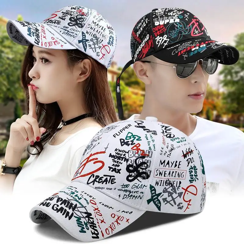 

GBCNYIER Graffiti Cool Man Big Head Baseball Cap Long Rope Adjustable Golf Hat Sunscreen Women All-Match Clothes