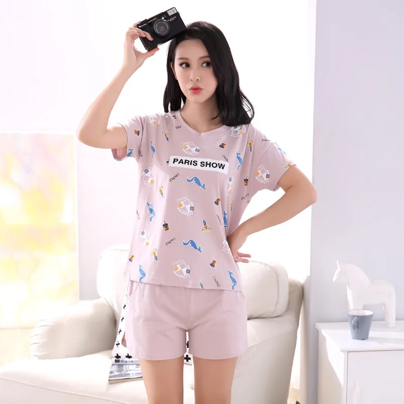 Летняя Новинка 2018 года модные женские пижамы с отложным воротником одежда для