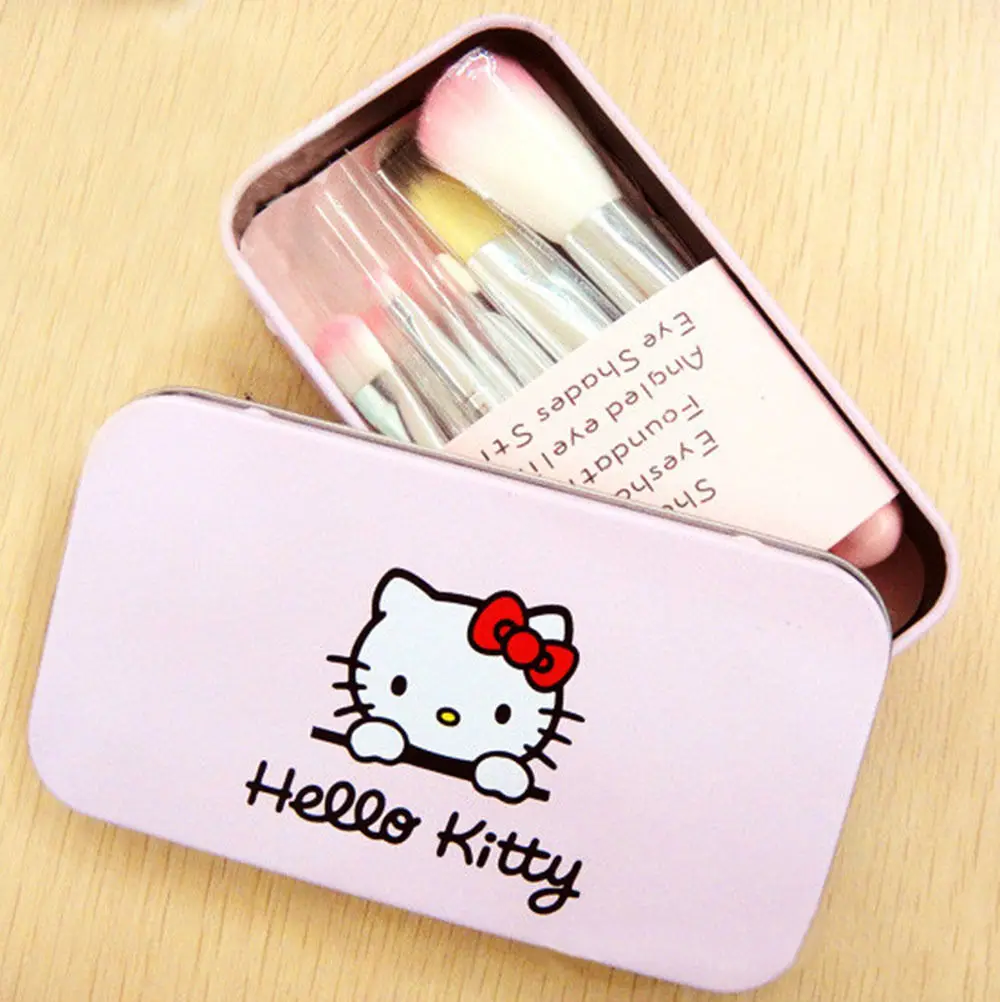 Модный профессиональный набор кистей для макияжа розовая косметичка hello kitty