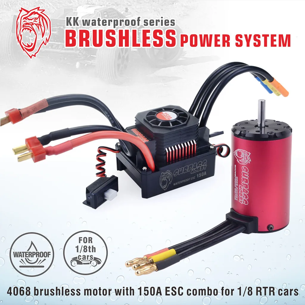 Водонепроницаемый комбо 4068 2050KV бесщеточный двигатель w/150A ESC для 1/8 RC гоночный автомобиль#3