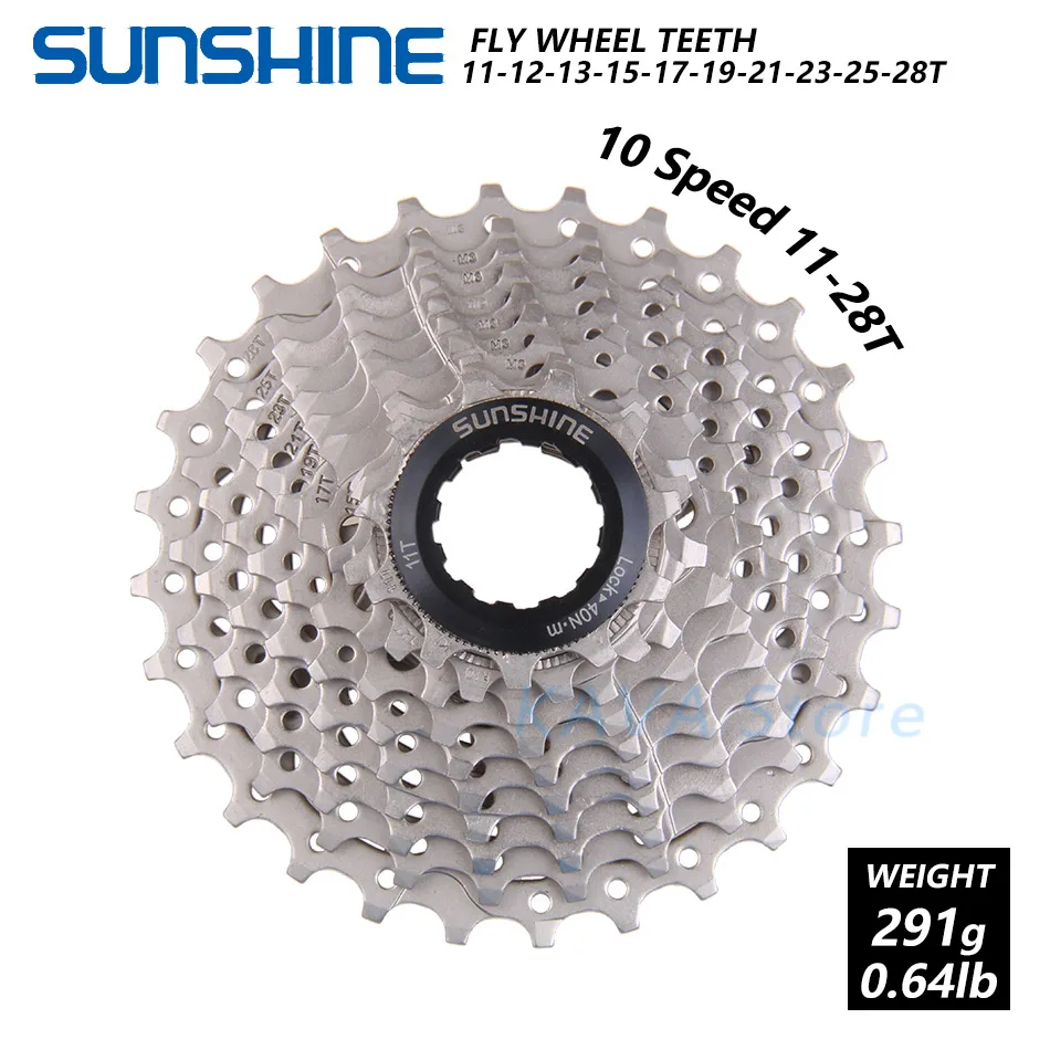 SUNSHINE дорожный велосипед свободного хода 11-25/28/32/36T для велосипедной Сталь 8/9/10/11S скоростная кассета свободного хода велосипеда для Запчасти Shimano SRAM - Цвет: 10 speed 11-28T