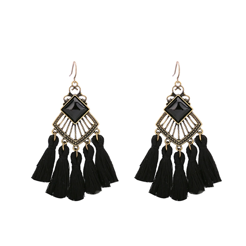 Винтажные богемные стильные серьги с кисточками для женщин геометрические из