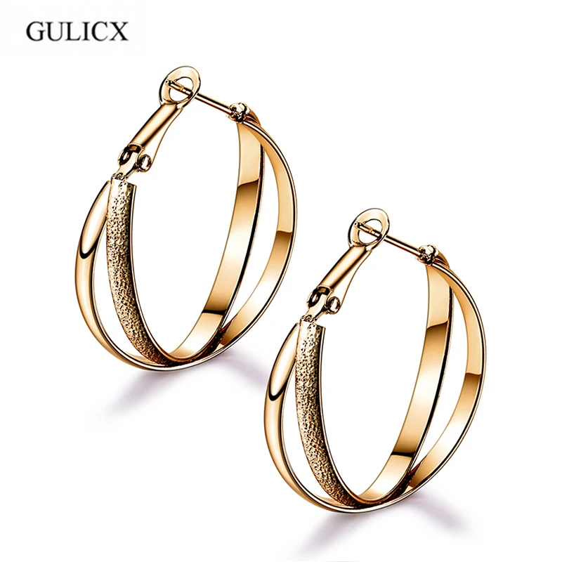 Серьги кольца GULICX скрученный круг большие круглые серьги розового золота