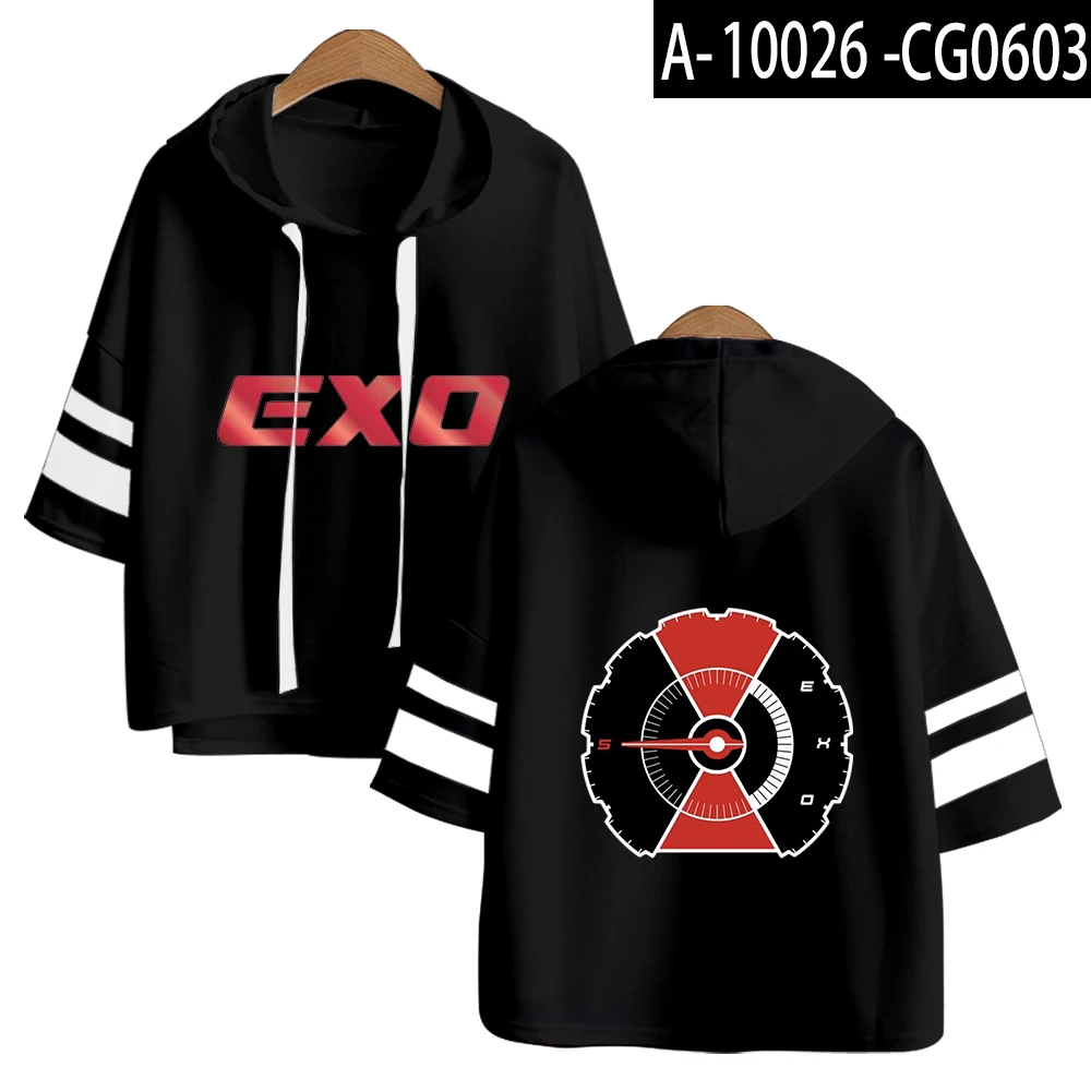 Black Exo love shot, корейский стиль, толстовки, толстовка, одежда kpop kawaii, летние толстовки для женщин, harajuku, женская одежда - Цвет: Black