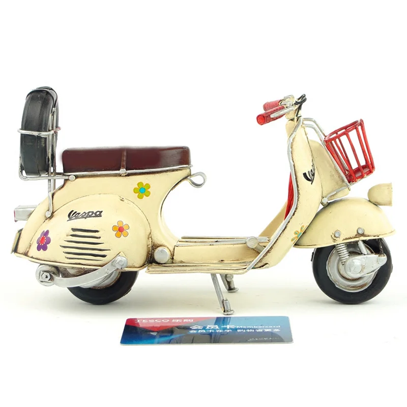 Vespa мини металлический мотоцикл модель ручной работы желтый цвет винтажная