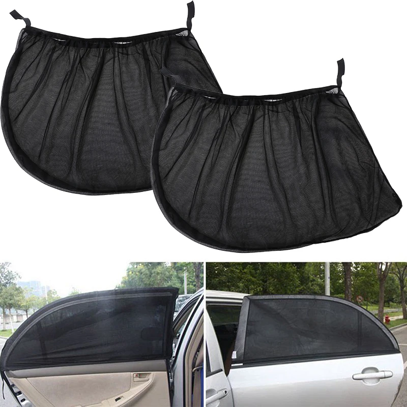 2pcs Sun Visor Black Sunshade Car Mesh Fabric Rear Side Window Shade Cover Shield Auto Protector | Автомобили и мотоциклы