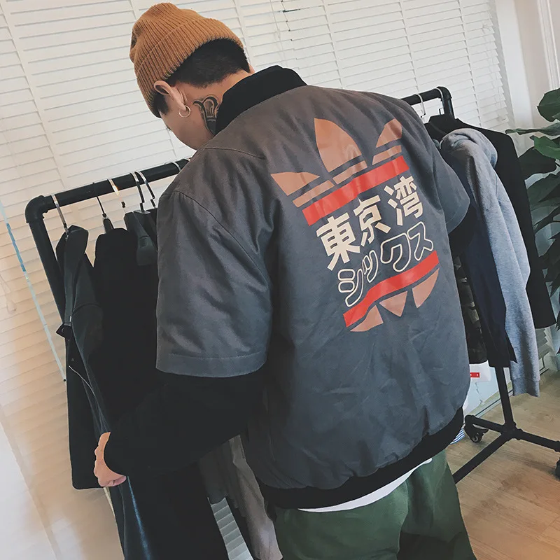 Прямая поставка мужские куртки в стиле хип хоп с принтом Токийский залив Осеннее